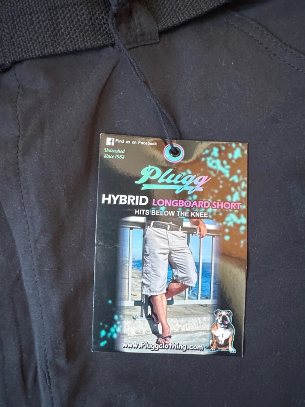 Plugg Hybrid Cargo Board Shorts Black Utility Pocket Surf Style SIZE 44